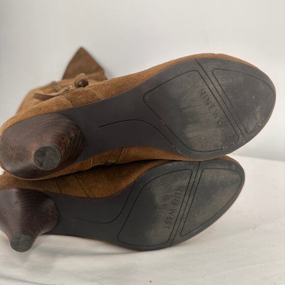 Nine West Brown Leather Suede Adele Knee High Boots Size 8 - Picture 3 of 10